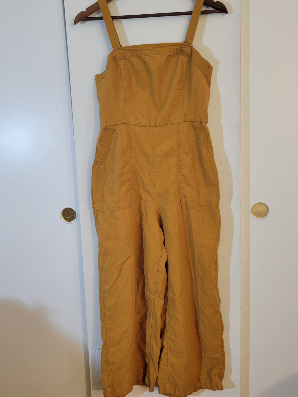 Old Navy Mustard Wide-Leg Strap Jumpsuit Line Blend